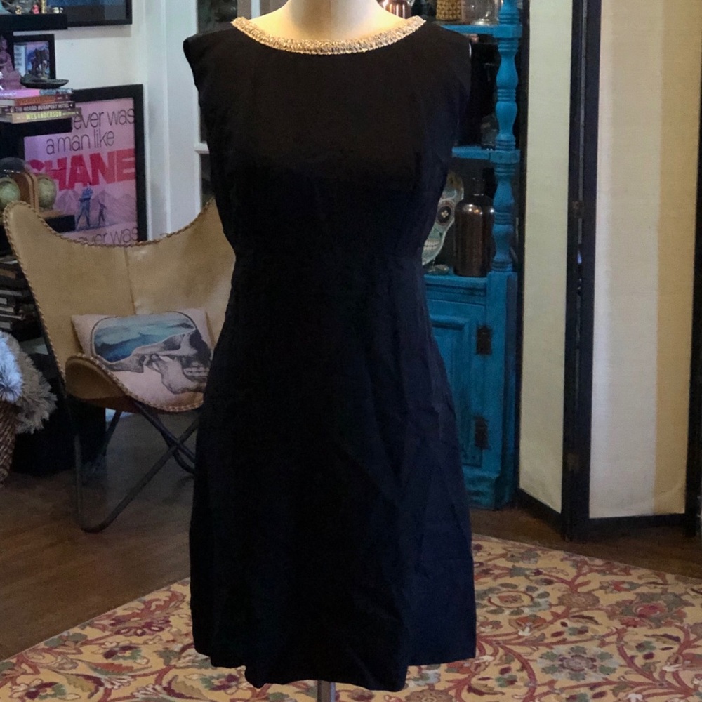 Black beaded cocktail dress